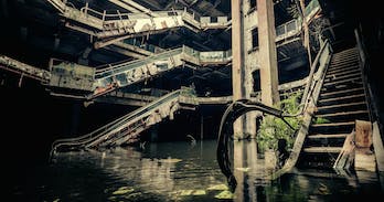 Spooky abandoned shopping mall Bangkok