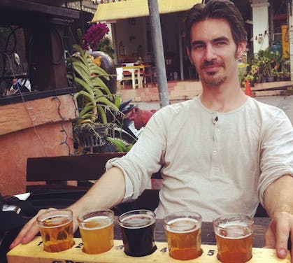 Steven Lang samples craft beers in Chiang mai