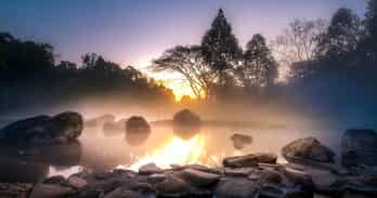 A jungle pool at sunrise Lampang, Thailand